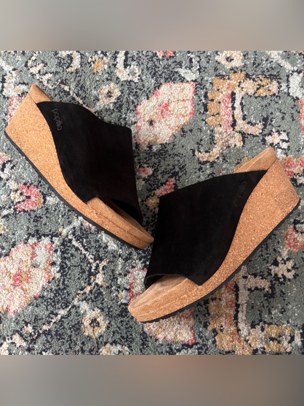 Birkenstock Papillio Namica Suede Wedge Sandals Black Sz 7